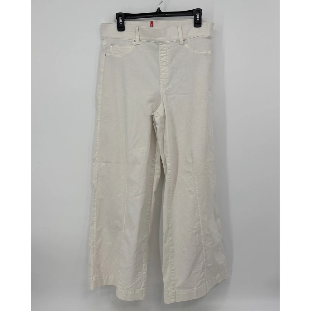 SPANX White Wide Leg Pants Ecru Wash Pull-on Jeans Women's XL High Rise